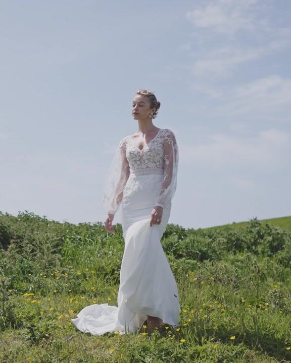 Tatum Backless Fit-and-Flare Bridal Gown