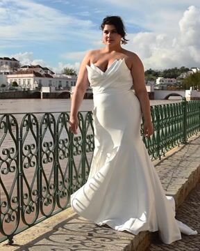 Plus Size Asymmetrical Wedding Dress