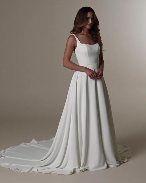 Olivianna Marie Tank Straps Crepe A-line Wedding Dress