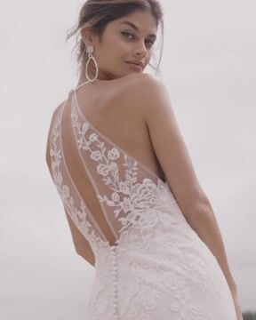 Plain halter neck outlet wedding dress