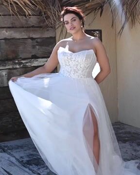 Kiandra Strapless Cat Eye Neckline Bridal Dress Rebecca Ingram