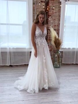 Greenley Lane Backless Boho A Line Silhouette Wedding Dress