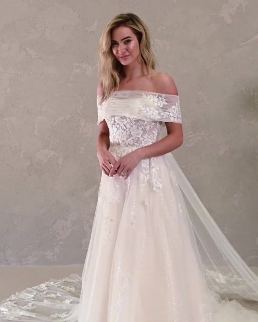 Ventura Silver Lace A-Line Wedding Dress | Rebecca Ingram