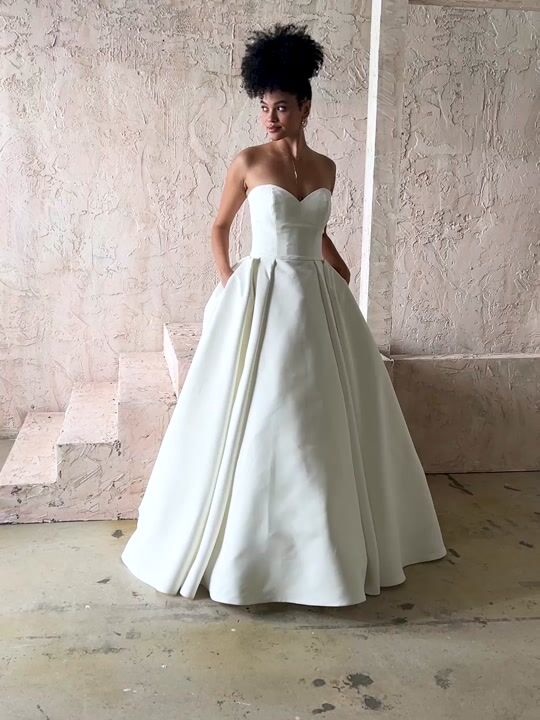 Kyrie Simple Ballgown Wedding Dress with Elegant Overskirt