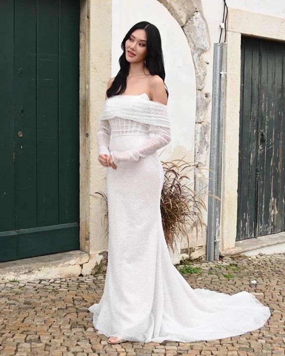 Drew Beaded Illusion Corset Wedding Dress