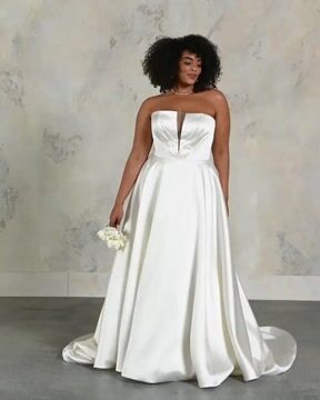 Amber Rose Pleated Strapless Mikado Wedding Gown