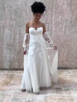 Ellington Strapless Rustic Wedding Dress with Lace Detail